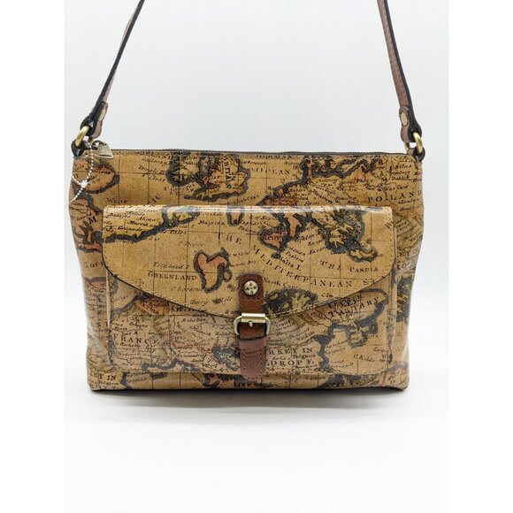 PATRICIA NASH Kirby leather front pocket vintage LG crossbody -European Map - Picture 6 of 9